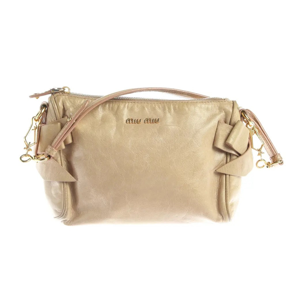 Miu Miu Beige Leather Shoulder Bag