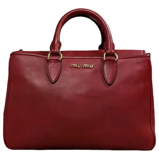 Miu Miu Red Leather Two-way Lock Bag