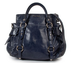 Miu Miu Blue Vitello Lux Bow Small Handbag