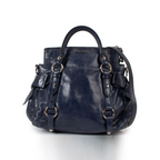 Miu Miu Blue Vitello Lux Bow Small Handbag