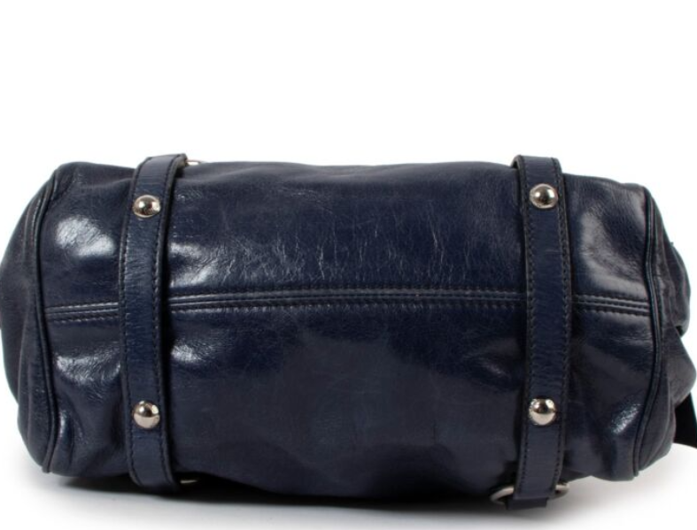 Miu Miu Blue Vitello Lux Bow Small Handbag